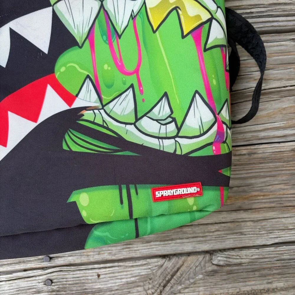 Sprayground Zombie Ooze Shark Central Backpack Black Green